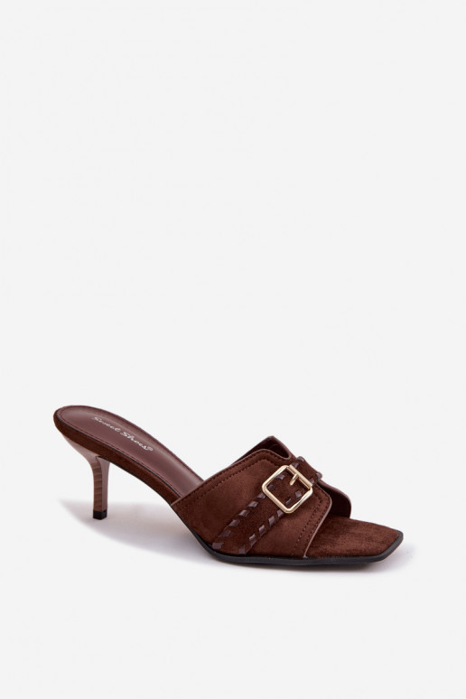 sieviešu čības ar papēdi ar siksniņām I Złotą ar sprādzēm CzekoladoIne Jelira