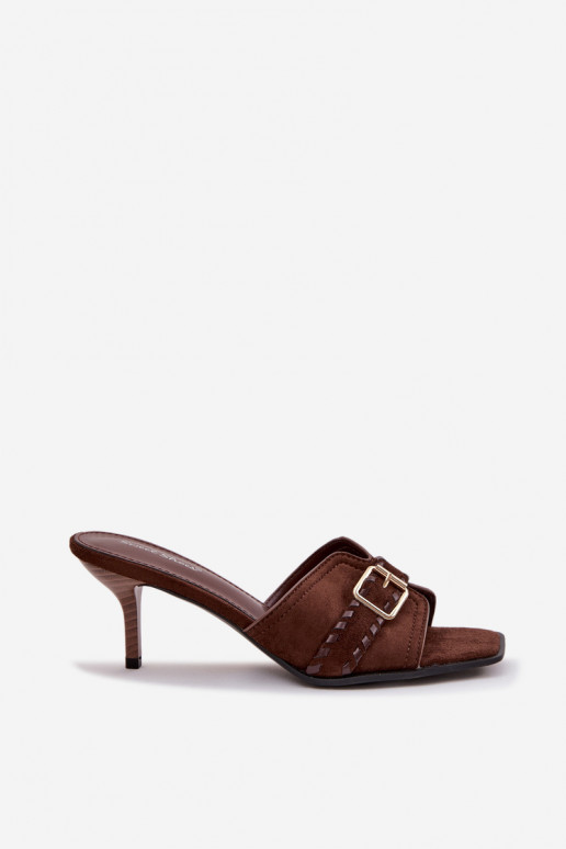 sieviešu čības ar papēdi ar siksniņām I Złotą ar sprādzēm CzekoladoIne Jelira