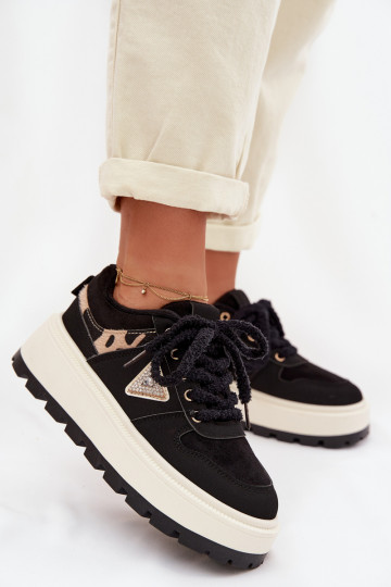 Sneakers modeļa apavi Sieviešu ar platformu melnas krāsas Florinda