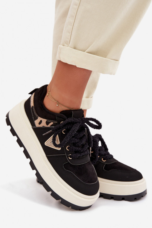 Sneakers modeļa apavi Sieviešu ar platformu melnas krāsas Florinda