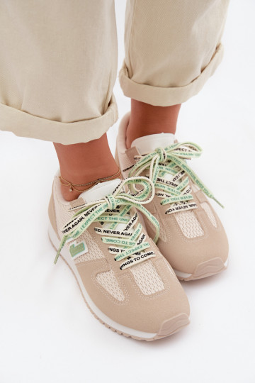 Sneakers modeļa apavi Sieviešu Ar greznu Šņorēšanam smilšu krāsas Henira