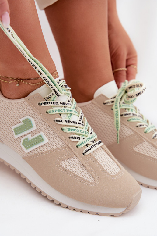 Sneakers modeļa apavi Sieviešu Ar greznu Šņorēšanam smilšu krāsas Henira