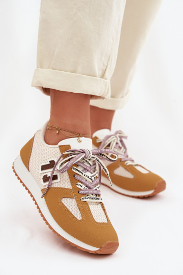 Sneakers modeļa apavi Sieviešu Ar greznu Šņorēšanam Dzelteni Henira 2