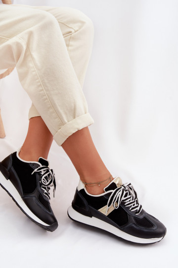 Sneakers modeļa apavi Sieviešu no eko ādas melnas krāsas Kelira