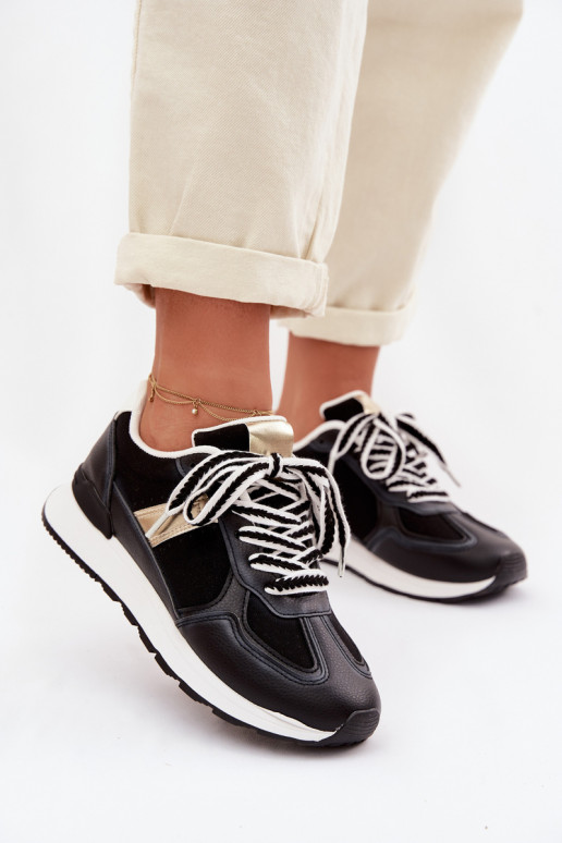 Sneakers modeļa apavi Sieviešu no eko ādas melnas krāsas Kelira