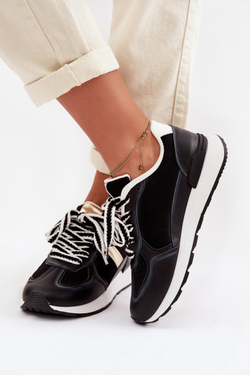 Sneakers modeļa apavi Sieviešu no eko ādas melnas krāsas Kelira