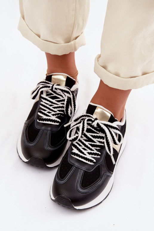 Sneakers modeļa apavi Sieviešu no eko ādas melnas krāsas Kelira