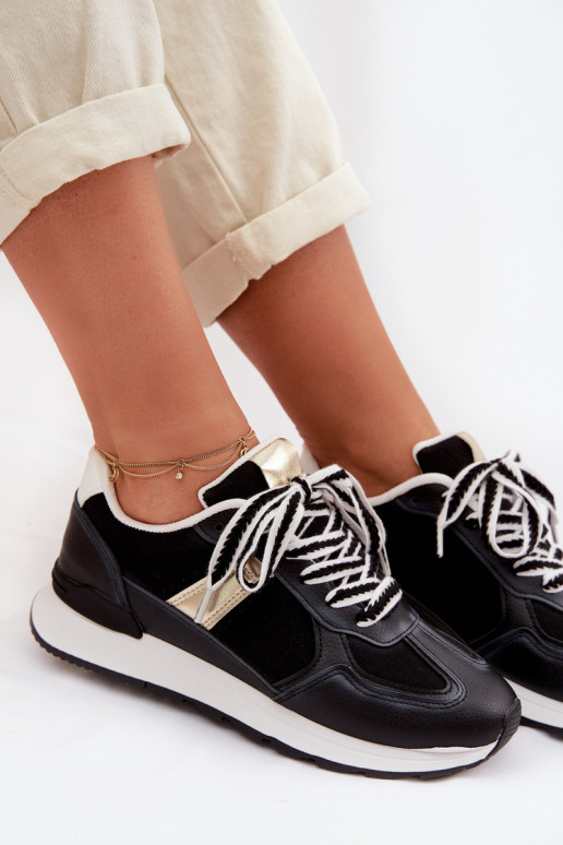 Sneakers modeļa apavi Sieviešu no eko ādas melnas krāsas Kelira