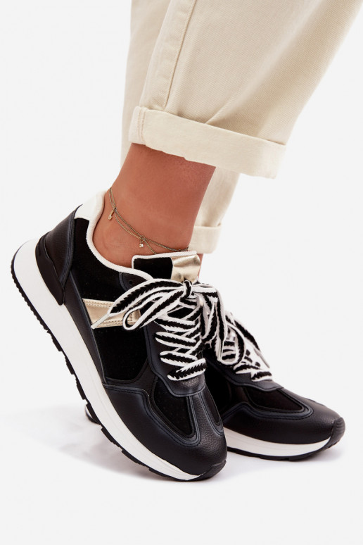 Sneakers modeļa apavi Sieviešu no eko ādas melnas krāsas Kelira