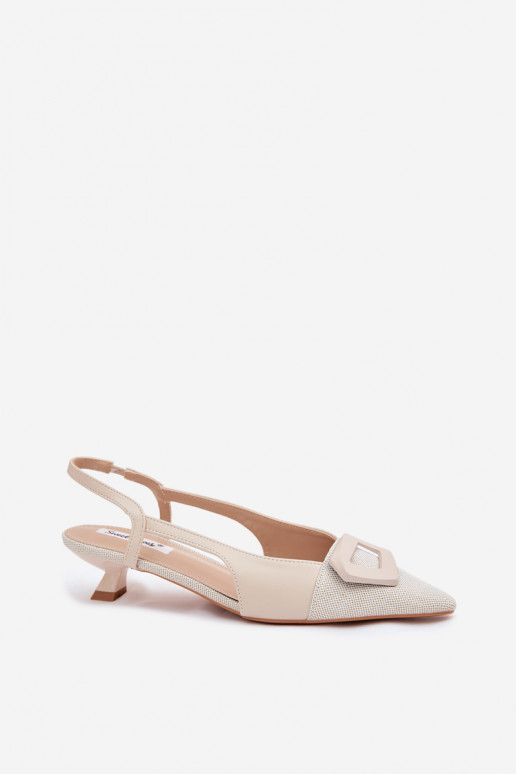 Sieviešu basenes Uz Zema Papēža Ar greznu Detalem smilšu krāsas Camira