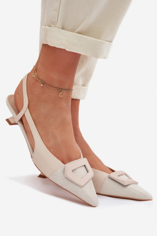 Sieviešu basenes Uz Zema Papēža Ar greznu Detalem smilšu krāsas Camira