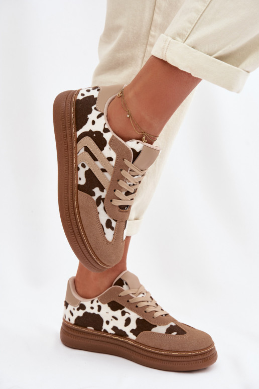 Sneakers modeļa apavi Sieviešu ar platformu IN Łaty smilšu krāsas Denissa