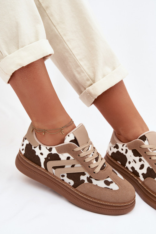 Sneakers modeļa apavi Sieviešu ar platformu IN Łaty smilšu krāsas Denissa