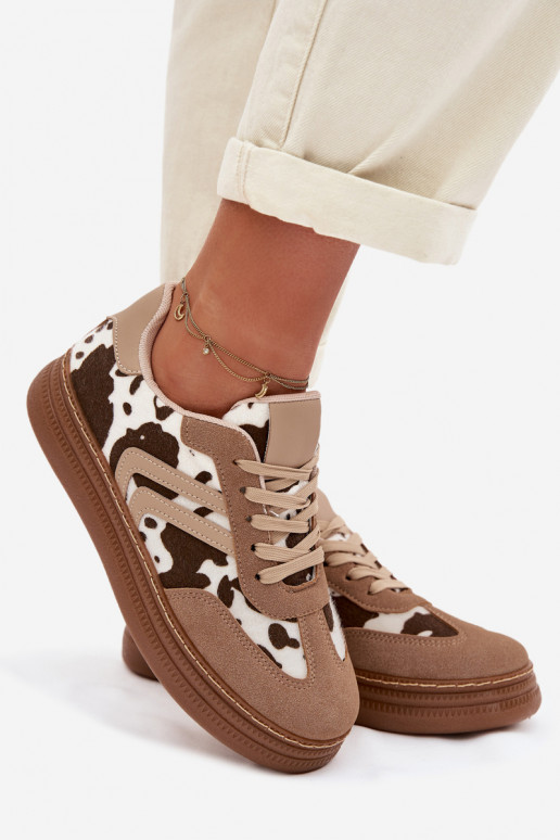 Sneakers modeļa apavi Sieviešu ar platformu IN Łaty smilšu krāsas Denissa