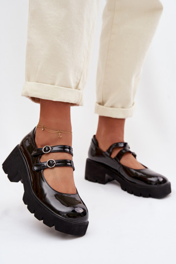 Laque Sieviešu apavi ar papēdi Ar svītrām melnas krāsas Kamira 2