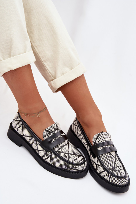 sieviešu mokasīni Rakstaina melnas krāsas Barisa