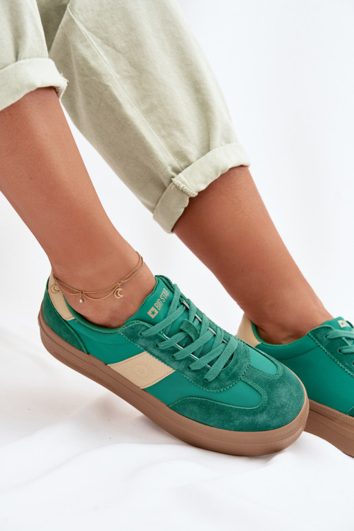 zamšādas Sneakers modeļa apavi Sieviešu Big Star TT274163 Zaļas krāsas