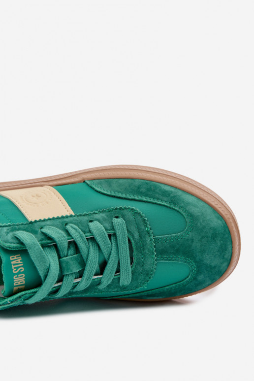 zamšādas Sneakers modeļa apavi Sieviešu Big Star TT274163 Zaļas krāsas