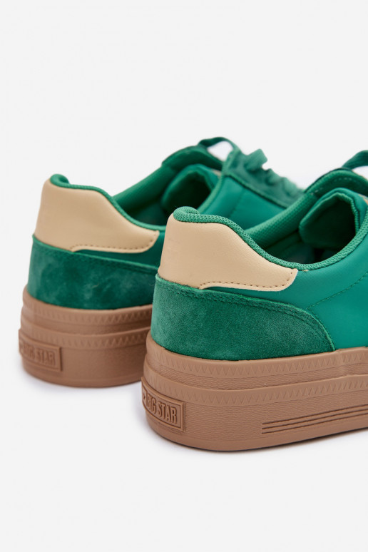 zamšādas Sneakers modeļa apavi Sieviešu Big Star TT274163 Zaļas krāsas