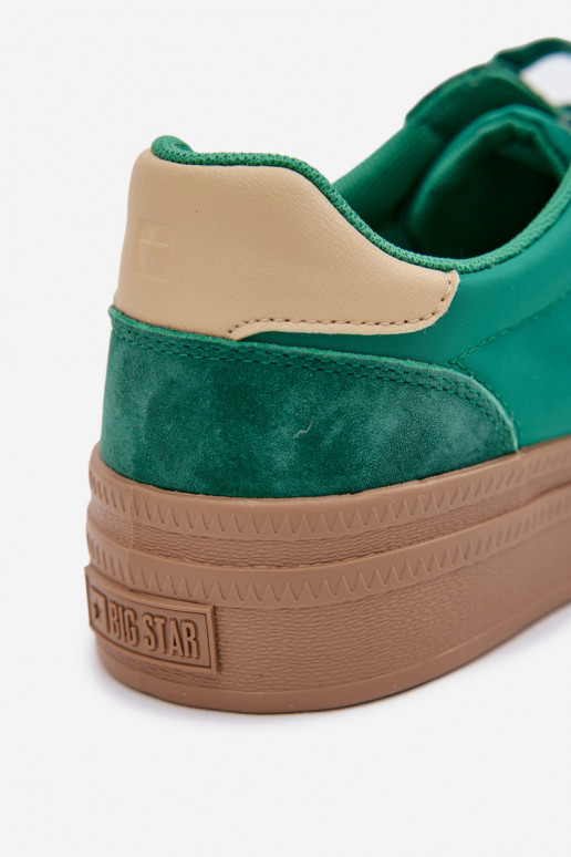 zamšādas Sneakers modeļa apavi Sieviešu Big Star TT274163 Zaļas krāsas