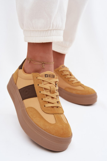 zamšādas Sneakers modeļa apavi Sieviešu Big Star TT274166 Dzelteni 2