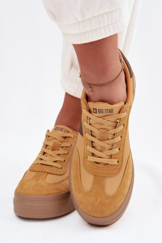 zamšādas Sneakers modeļa apavi Sieviešu Big Star TT274166 Dzelteni