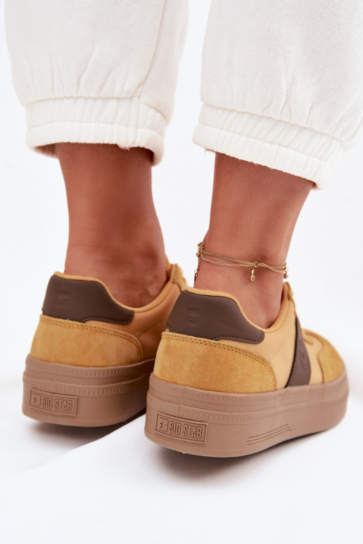 zamšādas Sneakers modeļa apavi Sieviešu Big Star TT274166 Dzelteni