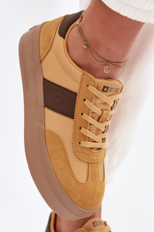 zamšādas Sneakers modeļa apavi Sieviešu Big Star TT274166 Dzelteni