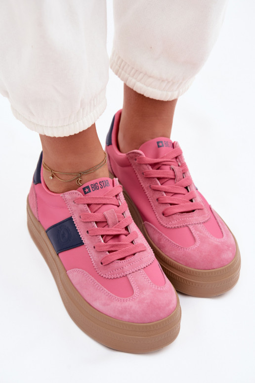 zamšādas Sneakers modeļa apavi Sieviešu Big Star TT274164 Rozā krāsas