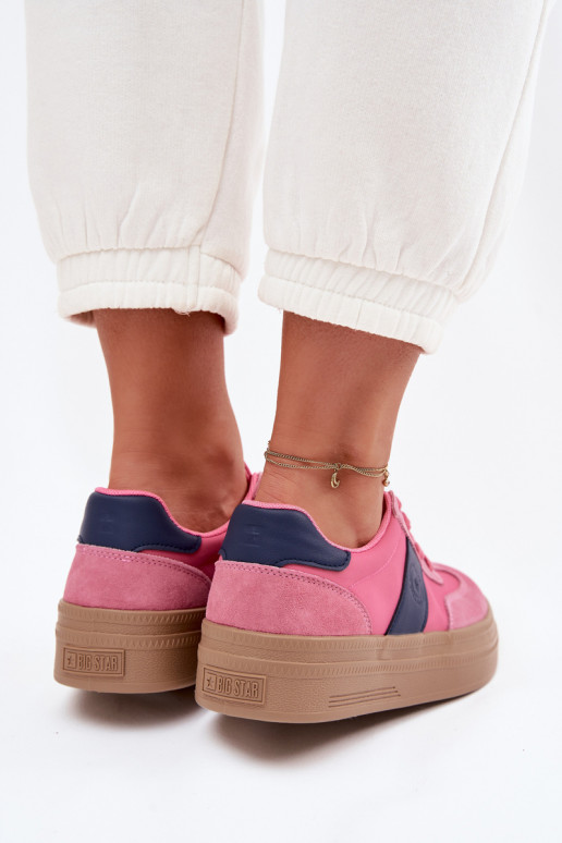 zamšādas Sneakers modeļa apavi Sieviešu Big Star TT274164 Rozā krāsas