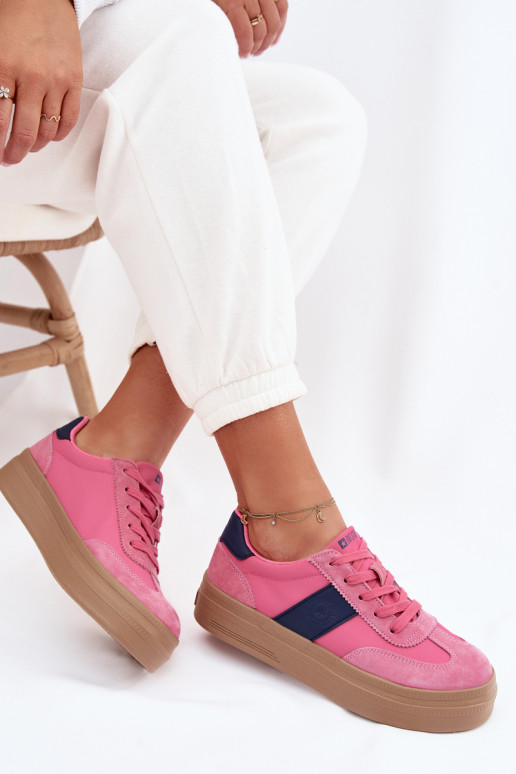 zamšādas Sneakers modeļa apavi Sieviešu Big Star TT274164 Rozā krāsas