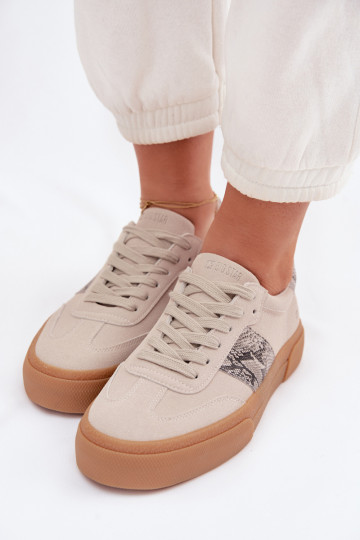 Sneakers modeļa apavi Sieviešu Ze INstaInkami Čūskas āda Big Star TT274299 Pelēkas krāsas