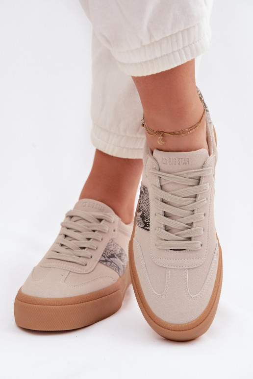 Sneakers modeļa apavi Sieviešu Ze INstaInkami Čūskas āda Big Star TT274299 Pelēkas krāsas