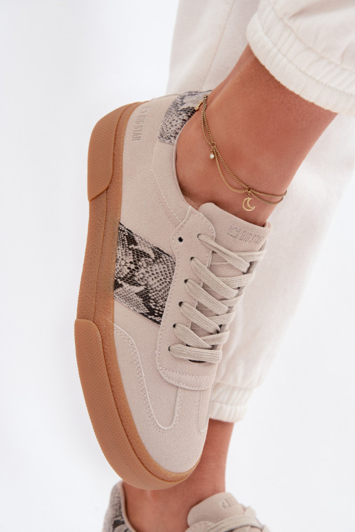 Sneakers modeļa apavi Sieviešu Ze INstaInkami Čūskas āda Big Star TT274299 Pelēkas krāsas