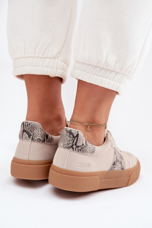 Sneakers modeļa apavi Sieviešu Ze INstaInkami Čūskas āda Big Star TT274299 Pelēkas krāsas