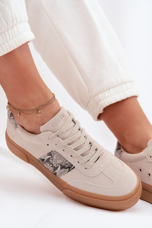 Sneakers modeļa apavi Sieviešu Ze INstaInkami Čūskas āda Big Star TT274299 Pelēkas krāsas