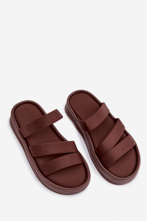 Sieviešu čības uz platformas ar siksniņām, šokolādes krāsā Liorine