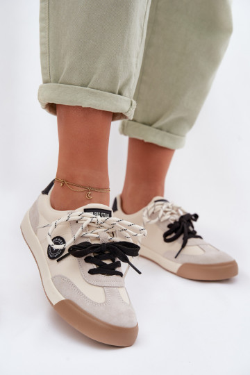 Sneakers modeļa apavi SieviešuPodInójnym Šņorēšanam Big Star TT274168 smilšu krāsas 2