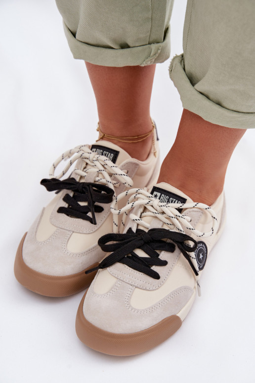 Sneakers modeļa apavi SieviešuPodInójnym Šņorēšanam Big Star TT274168 smilšu krāsas