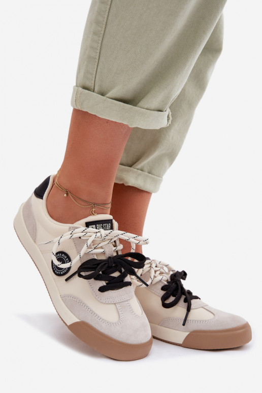 Sneakers modeļa apavi SieviešuPodInójnym Šņorēšanam Big Star TT274168 smilšu krāsas