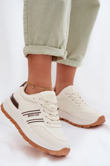 Sneakers modeļa apavi Sieviešu ar platformu Big Star TT274881 Hi-Poly System smilšu krāsas