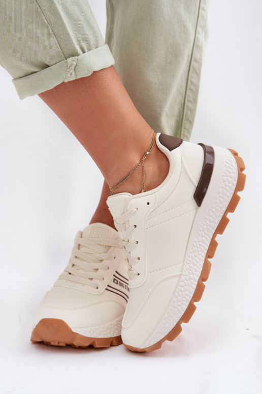 Sneakers modeļa apavi Sieviešu ar platformu Big Star TT274881 Hi-Poly System smilšu krāsas
