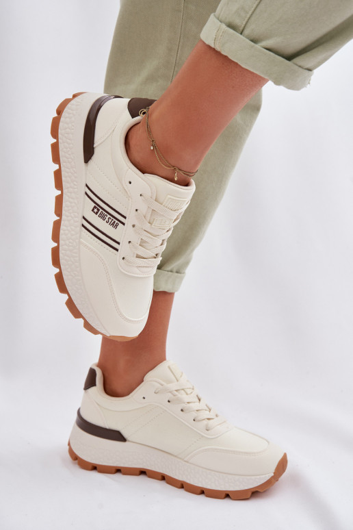 Sneakers modeļa apavi Sieviešu ar platformu Big Star TT274881 Hi-Poly System smilšu krāsas