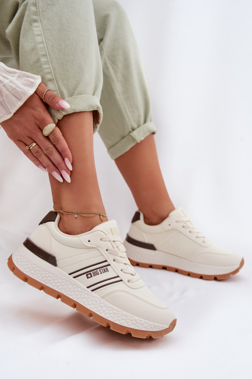 Sneakers modeļa apavi Sieviešu ar platformu Big Star TT274881 Hi-Poly System smilšu krāsas