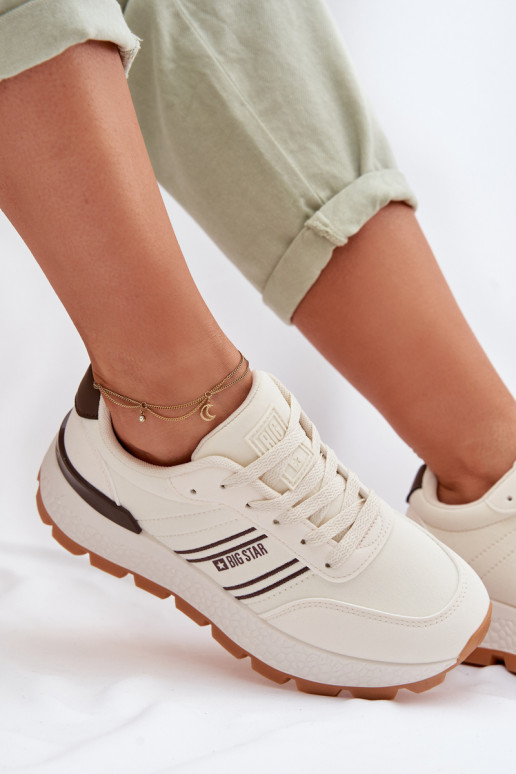 Sneakers modeļa apavi Sieviešu ar platformu Big Star TT274881 Hi-Poly System smilšu krāsas