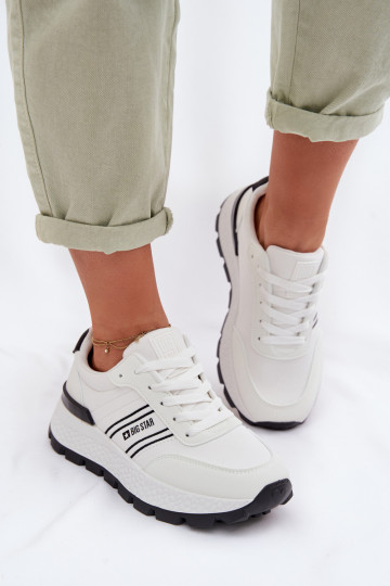 Sneakers modeļa apavi Sieviešu ar platformu Big Star TT274882 Hi-Poly System baltas krāsas