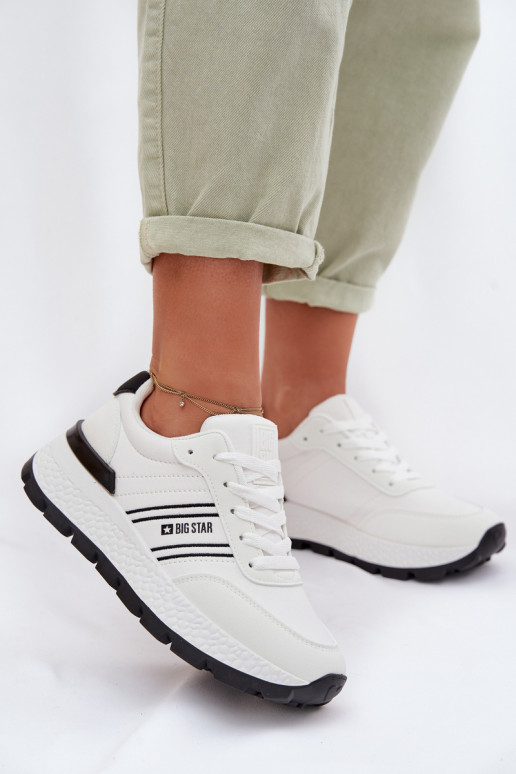 Sneakers modeļa apavi Sieviešu ar platformu Big Star TT274882 Hi-Poly System baltas krāsas