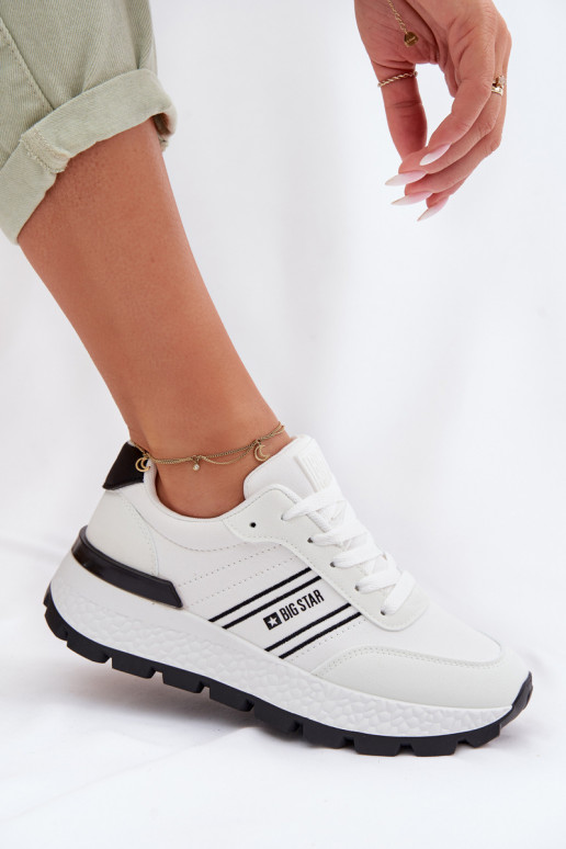 Sneakers modeļa apavi Sieviešu ar platformu Big Star TT274882 Hi-Poly System baltas krāsas