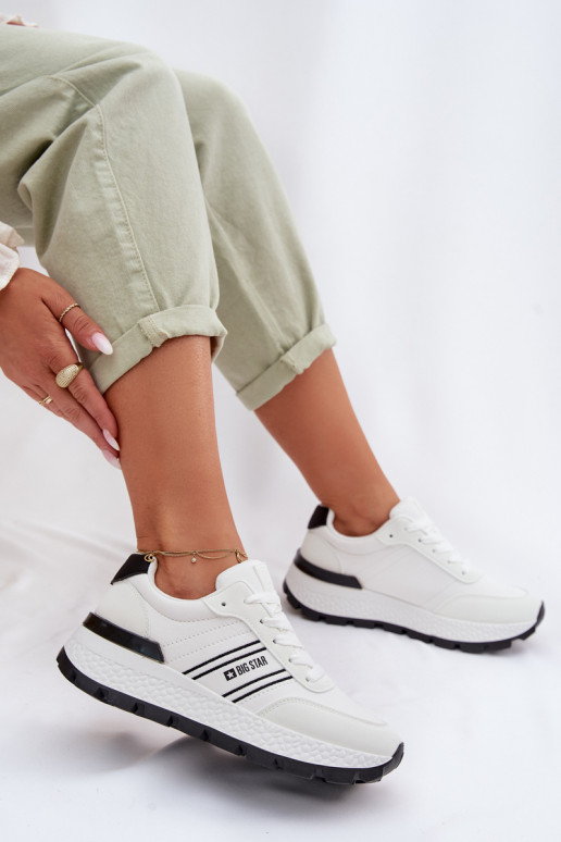 Sneakers modeļa apavi Sieviešu ar platformu Big Star TT274882 Hi-Poly System baltas krāsas