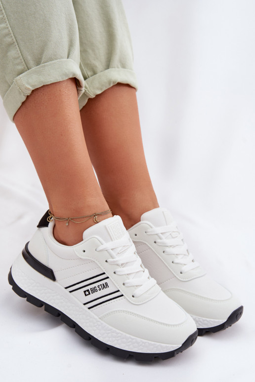 Sneakers modeļa apavi Sieviešu ar platformu Big Star TT274882 Hi-Poly System baltas krāsas